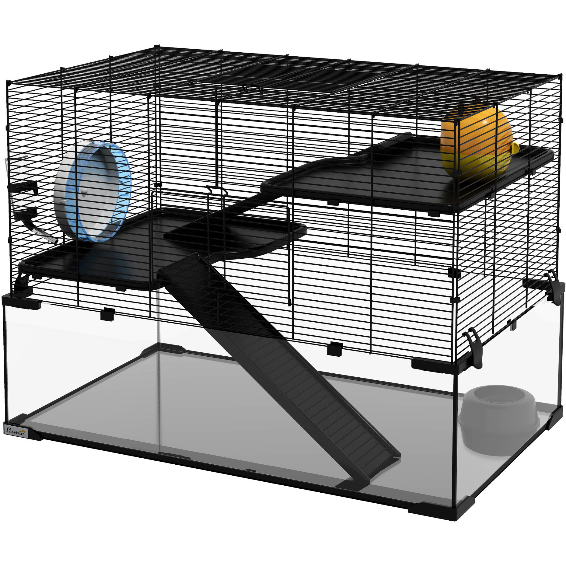 Latitude Run® Hamster Residence, 31" Black Cage With Detachable Basin ...